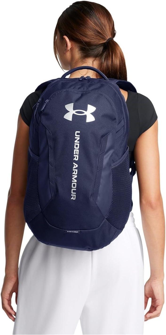 imageUnder Armour UnisexAdult Hustle 60 Backpack 001 BlackBlackMetallic Gold One Size Fits Most411 Midnight Navy  Midnight Navy  Metallic Silver