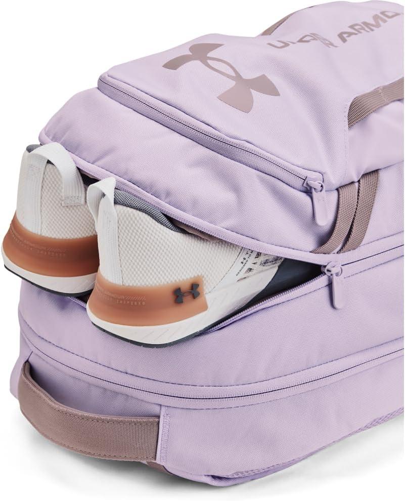 imageUnder Armour UnisexAdult Hustle 60 Backpack 001 BlackBlackMetallic Gold One Size Fits Most535 Salt Purple  Salt Purple  Tetra Gray