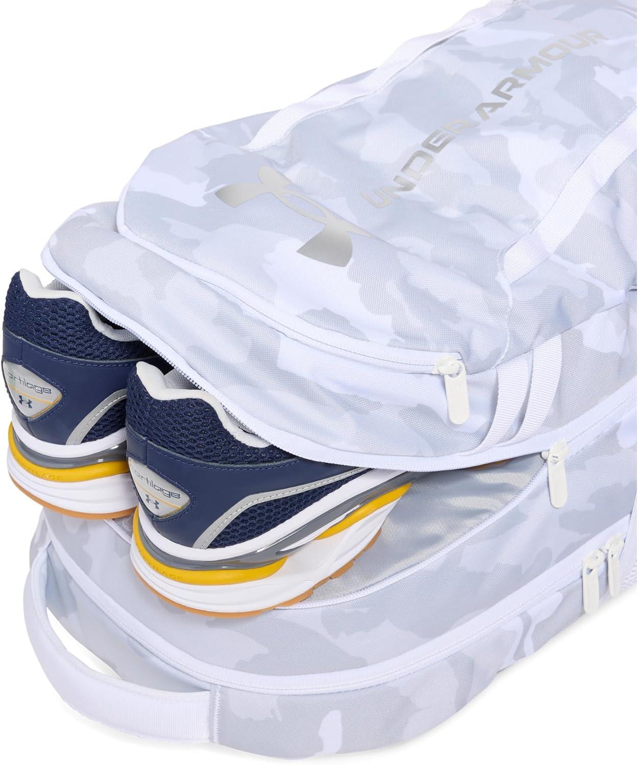 imageUnder Armour UnisexAdult Hustle 60 Backpack 001 BlackBlackMetallic Gold One Size Fits MostMod GrayMetallic Silver