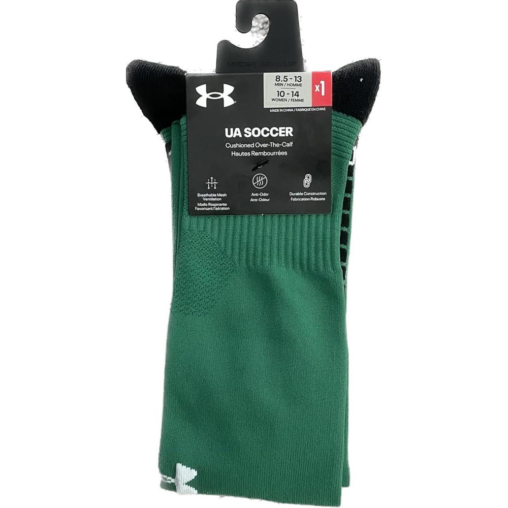 imageUnder Armour Adult Soccer OverTheCalf SocksTeam Kelly Greenblackwhite