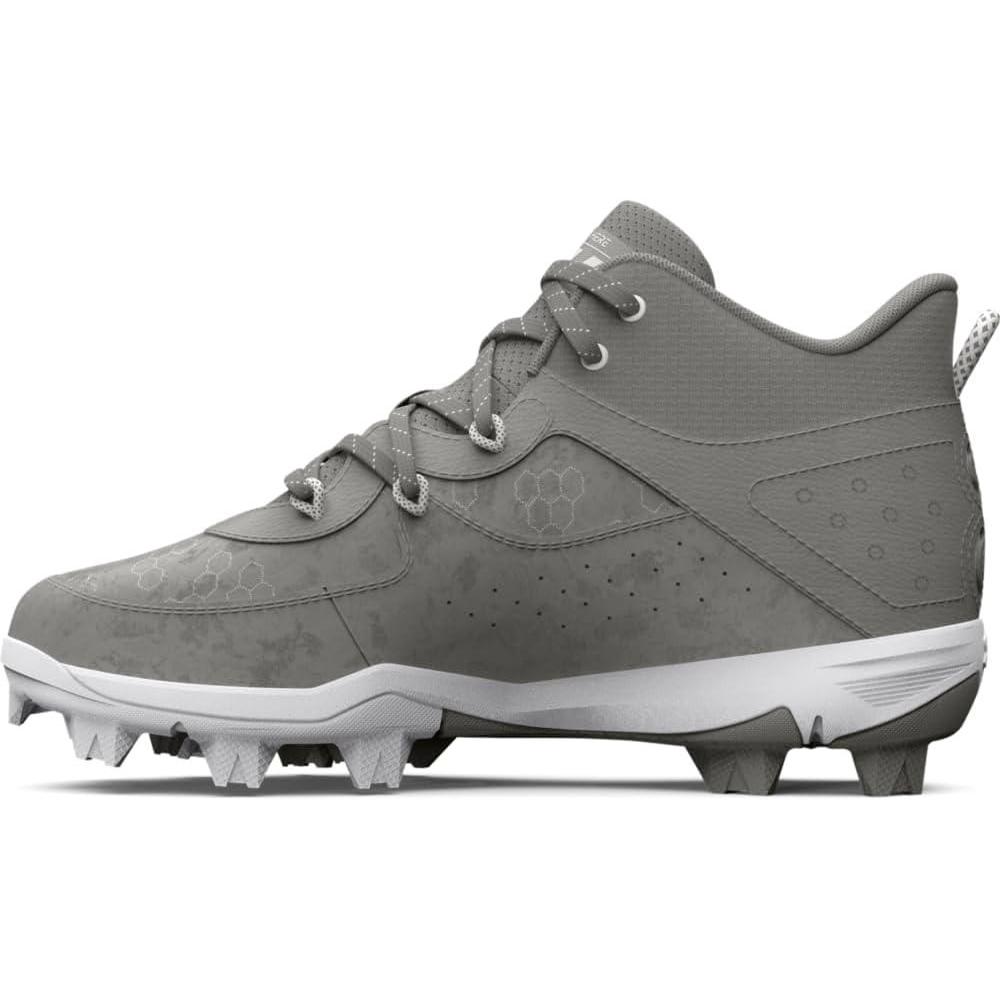 imageUnder Armour Boys Harper 8 Mid TPU Jr Baseball Shoe101 Baseball GrayBaseball GrayWhite