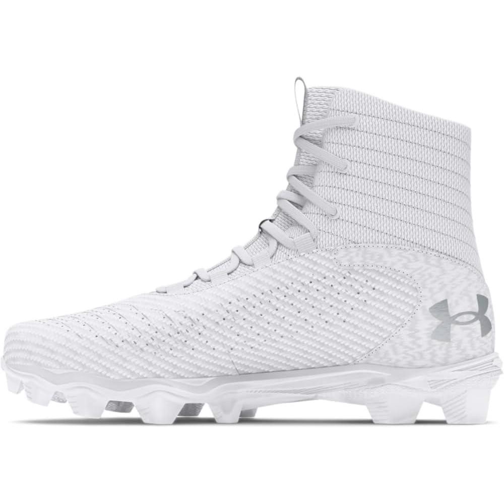 imageUnder Armour Boys Highlight Franchise Rm Jr 20 Football Shoe100 WhiteMetallic SilverMetallic Silver