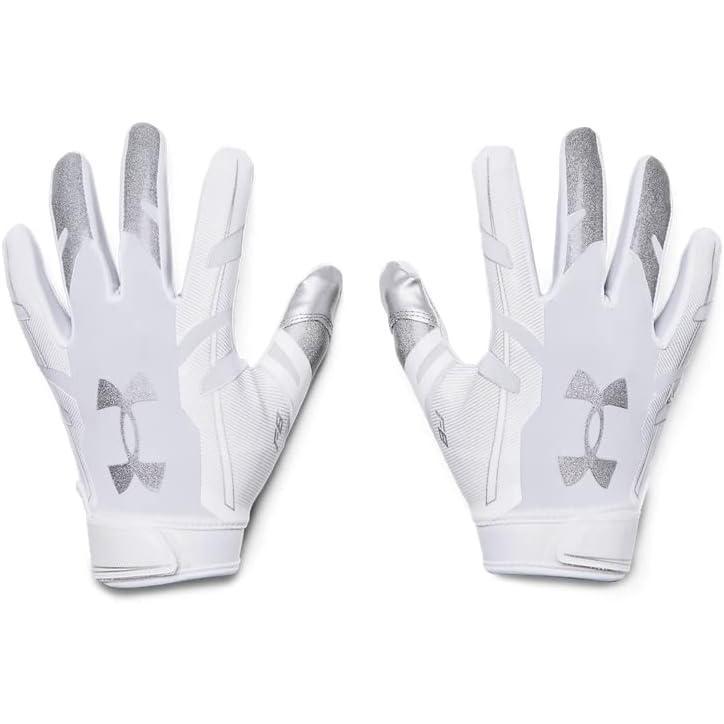 imageUnder Armour Mens F8 Football Gloves100  White  Metallic Silver