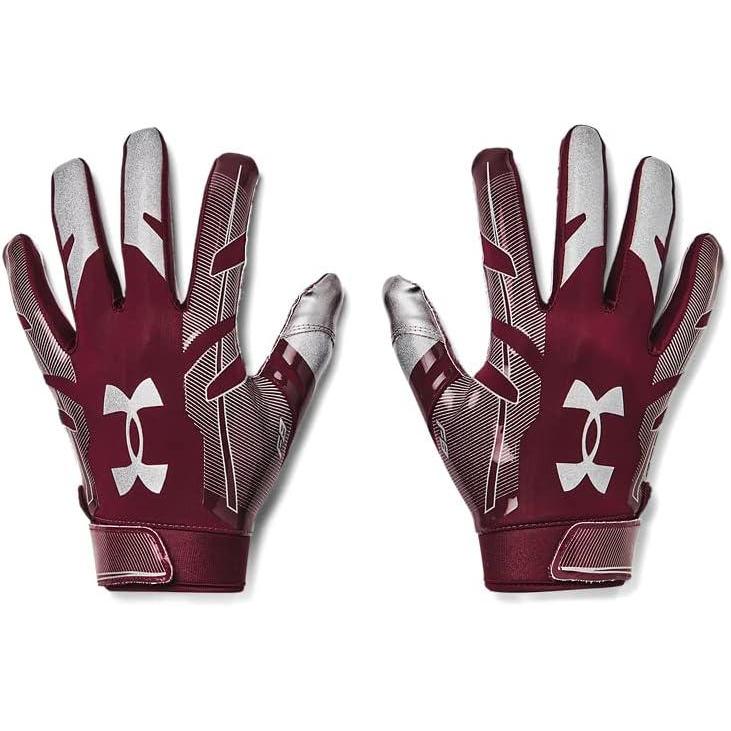 imageUnder Armour Mens F8 Football Gloves609  Maroon  Metallic Silver