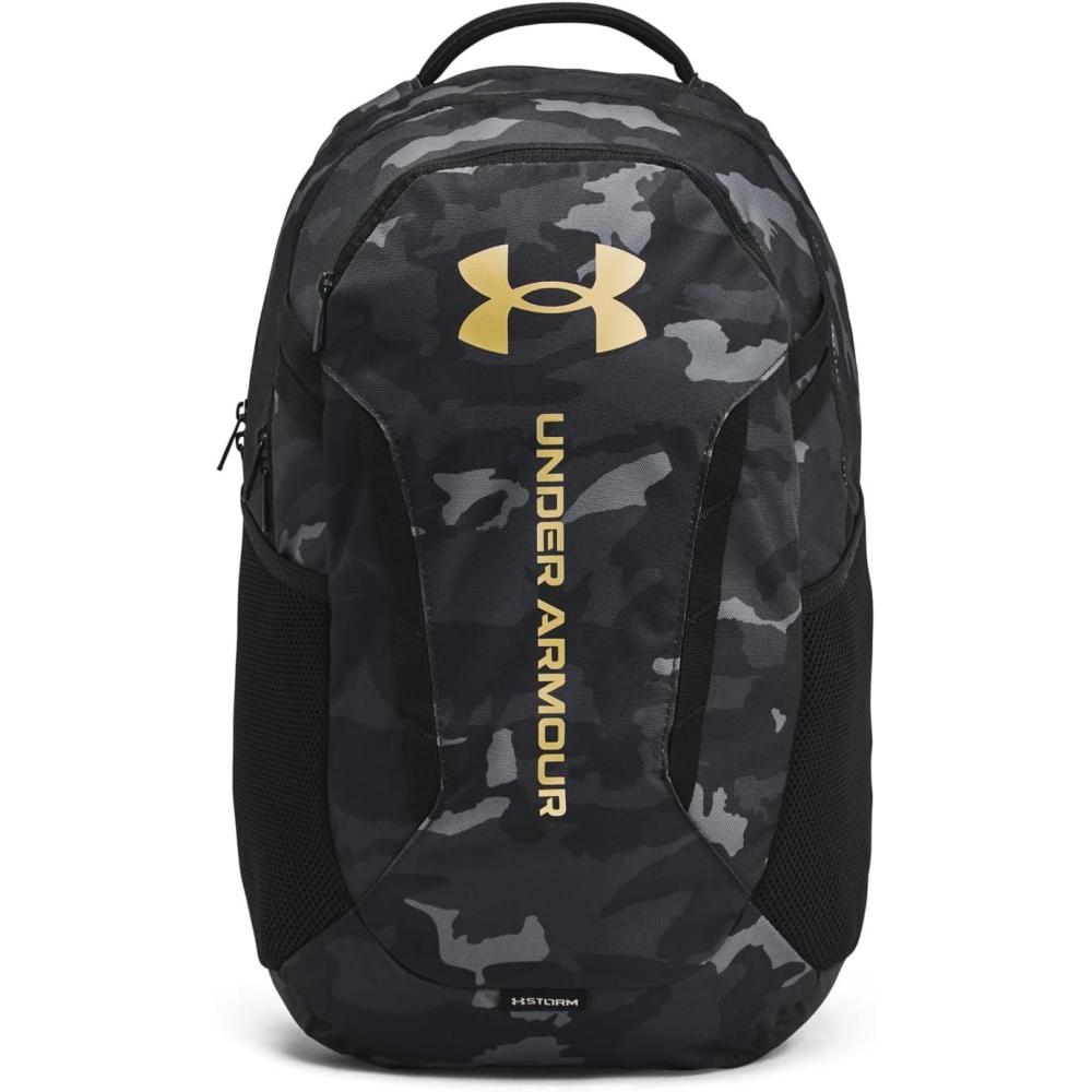imageUnder Armour UnisexAdult Hustle 60 Backpack 001 BlackBlackMetallic Gold One Size Fits Most001 Black  Black  Metallic Gold