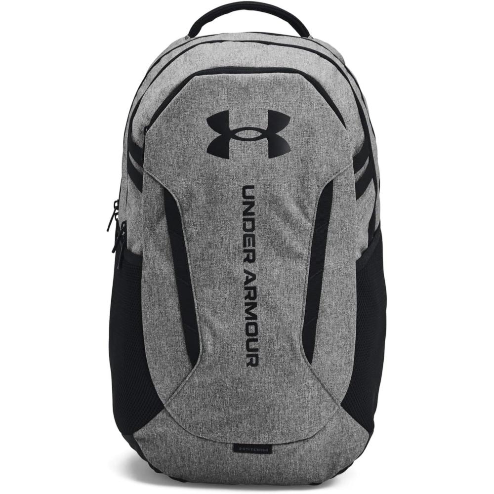 imageUnder Armour UnisexAdult Hustle 60 Backpack 001 BlackBlackMetallic Gold One Size Fits Most026 Castlerock Full Heather  Black  Black