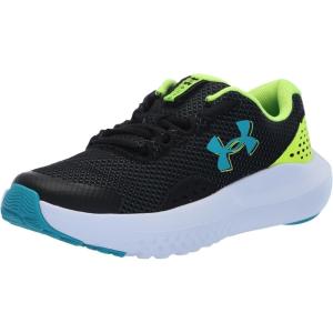 imageUnder Armour Boys Grade School Surge 4 Sneaker003 BlackHigh Vis YellowCircuit Teal