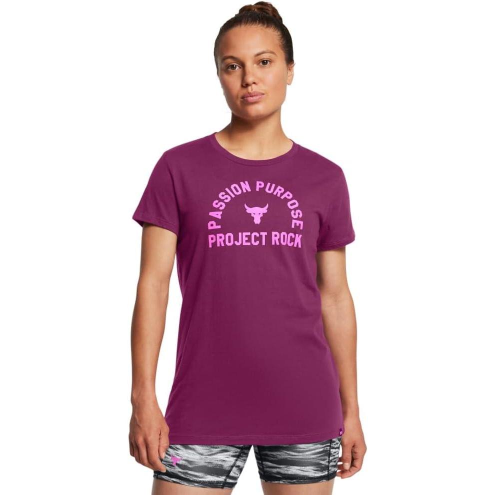 imageUnder Armour Womens Project Rock Payoff Short Sleeve T Shirt505 Purple Gemini   Vivid Magenta