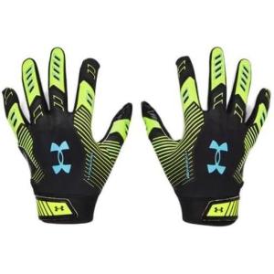 imageUnder Armour Boys F9 Novelty Football Gloves002 Black  Highvis Yellow  Sky Blue