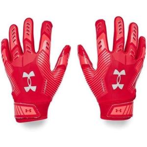 imageUnder Armour Boys Pee Wee F9 Football Gloves600 Red  Beta  Metallic Silver