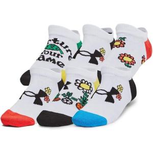 imageUnder Armour Kids Youth Essential No Show Socks 6 Pairs102 White  White  Black