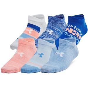 imageUnder Armour Kids Youth Essential No Show Socks 6 Pairs432 Tech Blue  Flare Orange  Nimbus Blue