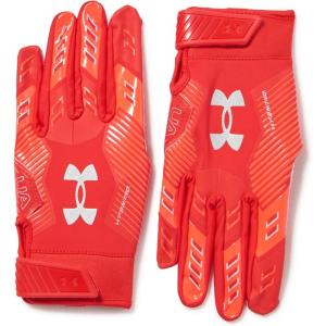 imageUnder Armour Mens F9 Nitro Football Gloves600 Red  Beta  Metallic Silver