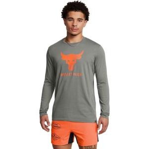 imageUnder Armour Mens Project Rock Brahma Bull Long Sleeve709 Clay Green   Team Orange