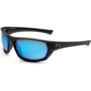imageUnder Armour Powerbrake Wrap Sunglasses RectangularBlack  Blue Multiflection Lens