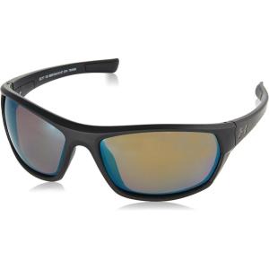 imageUnder Armour Powerbrake Wrap Sunglasses RectangularSatin Black  Ua Tuned Shoreline Polarized Ansi