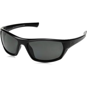imageUnder Armour Powerbrake Wrap Sunglasses RectangularStorm Ansi Shiny Black  Gray Polarized Lens