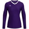 imageUnder Armour Womens UA Volleyball Powerhouse 20 Long Sleeve Jersey  HeatGear Fabric with Mesh PanelsPurple  White