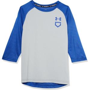 imageUnder Armour Boys Utility 34 Performance Shirt012 Mod Gray Full Heather  Royal  Royal