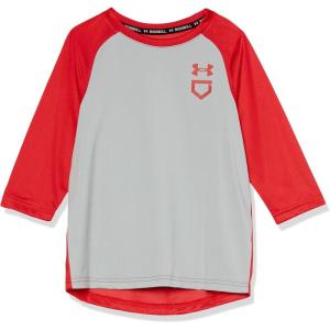 imageUnder Armour Boys Utility 34 Performance Shirt013 Mod Gray Full Heather  Red  Red