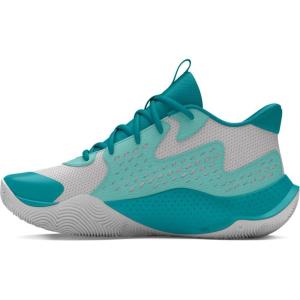 imageUnder Armour Kids Grade School Jet 23 Basketball Shoe103 Distant GrayCircuit TealMetallic Gold