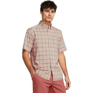 imageUnder Armour Mens Drift Tide 20 Plaid ShortSleeve TShirt281 Sandstorm  Canyon Pink  Brownstone