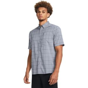 imageUnder Armour Mens Drift Tide 20 Plaid ShortSleeve TShirt466 Harbor Blue  Gravel  Steel