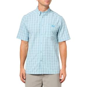 imageUnder Armour Mens Drift Tide 20 Plaid ShortSleeve TShirt468 Harbor Blue   Ether Blue