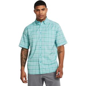 imageUnder Armour Mens Drift Tide 20 Plaid ShortSleeve TShirt914 Sky Blue  Radial Turquoise  Radial Turquoise