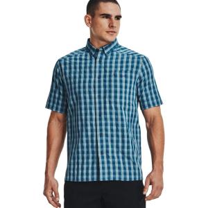 imageUnder Armour Mens Drift Tide 20 Plaid ShortSleeve TShirtDeep Sea 458Deep Sea