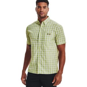 imageUnder Armour Mens Drift Tide 20 Plaid ShortSleeve TShirtLime Foam 368Tent