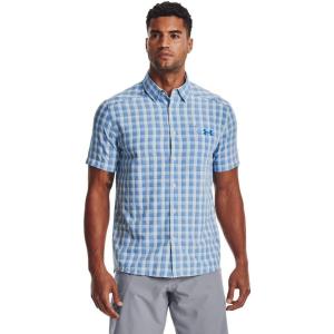 imageUnder Armour Mens Drift Tide 20 Plaid ShortSleeve TShirtStone 279Victory Blue