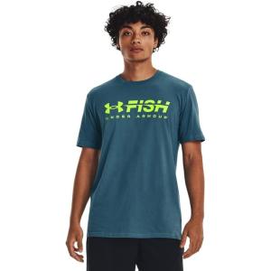 imageUnder Armour Mens Fish Strike ShortSleeve TShirt414 Static Blue   Lime Surge