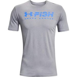 imageUnder Armour Mens Fish Strike ShortSleeve TShirtSteel Medium Heather 035Carolina Blue