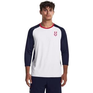 imageUnder Armour Mens Utility 34 Performance Shirt100 White  Midnight Navy  Red