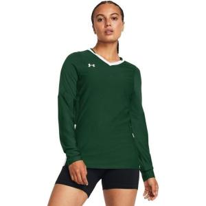 imageUnder Armour Womens UA Volleyball Powerhouse 20 Long Sleeve Jersey  HeatGear Fabric with Mesh PanelsForest Green  White