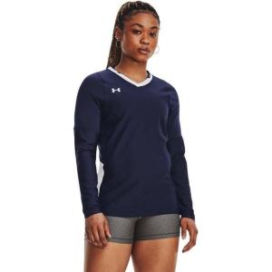 imageUnder Armour Womens UA Volleyball Powerhouse 20 Long Sleeve Jersey  HeatGear Fabric with Mesh PanelsMidnight Navy  White