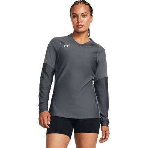 imageUnder Armour Womens UA Volleyball Powerhouse 20 Long Sleeve Jersey  HeatGear Fabric with Mesh PanelsPitch Gray  White