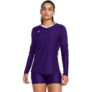 imageUnder Armour Womens UA Volleyball Powerhouse 20 Long Sleeve Jersey  HeatGear Fabric with Mesh PanelsPurple  White