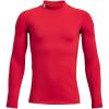 imageUnder Armour Boys ColdGear Mock Long Sleeve TShirt600 Red   White