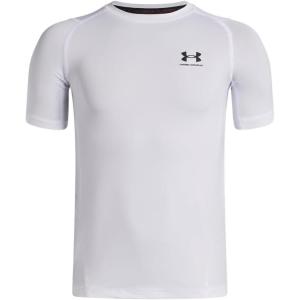 imageUnder Armour Boys HeatGear Armour ShortSleeve TShirt101 White   Black