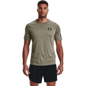 imageUnder Armour Mens Freedom Tech Short Sleeve TShirt392 Marine Od Green Light Heather   Black