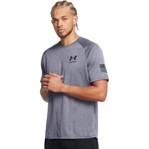 imageUnder Armour Mens Freedom Tech Short Sleeve TShirt413 Midnight Navy Light Heather   Black