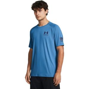 imageUnder Armour Mens Freedom Tech Short Sleeve TShirt444 Viral Blue   Midnight Navy