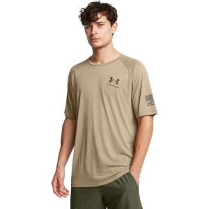imageUnder Armour Mens Freedom Tech Short Sleeve TShirt499 Federal Tan   Marine Od Green