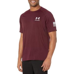 imageUnder Armour Mens Freedom Tech Short Sleeve TShirt600 Dark Maroon   Mod Gray