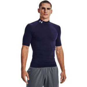 imageUnder Armour Mens HeatGear Comp Mock Short Sleeve TShirtMidnight Navy 410White