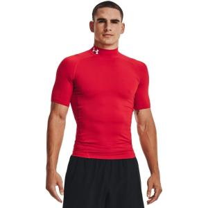 imageUnder Armour Mens HeatGear Comp Mock Short Sleeve TShirtRed 600White