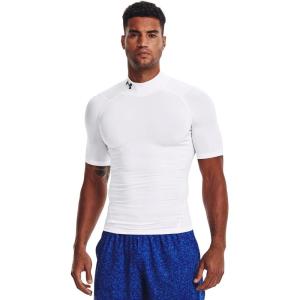 imageUnder Armour Mens HeatGear Comp Mock Short Sleeve TShirtWhite 100Black