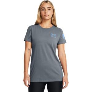 imageUnder Armour Womens New Freedom Banner TShirt002 Gravel   Carolina Blue